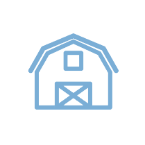 Decorative icon of a barn.